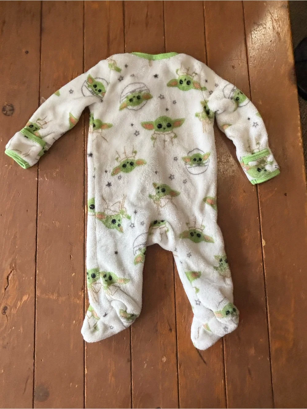 Star Wars White Microfleece Baby Yoda sleep-and-play Footed Romper